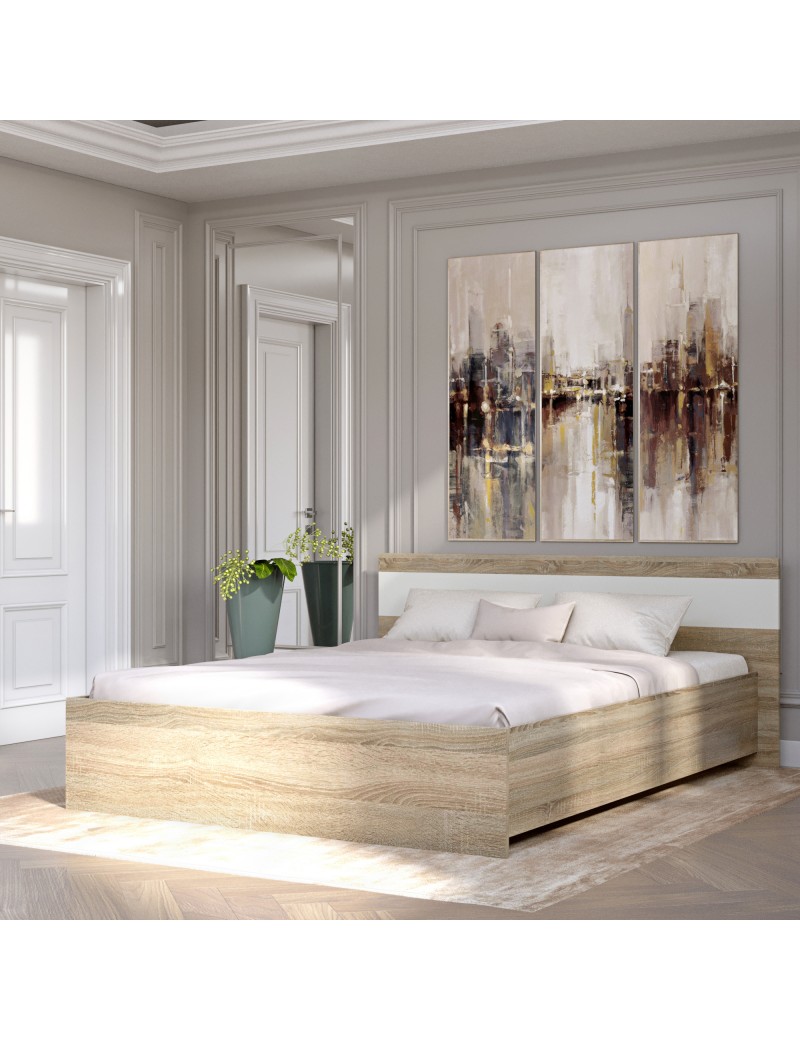 Ліжко двоспальне Еверест Соната-1600 160х200 см дуб сонома/білий (DTM-2095)
