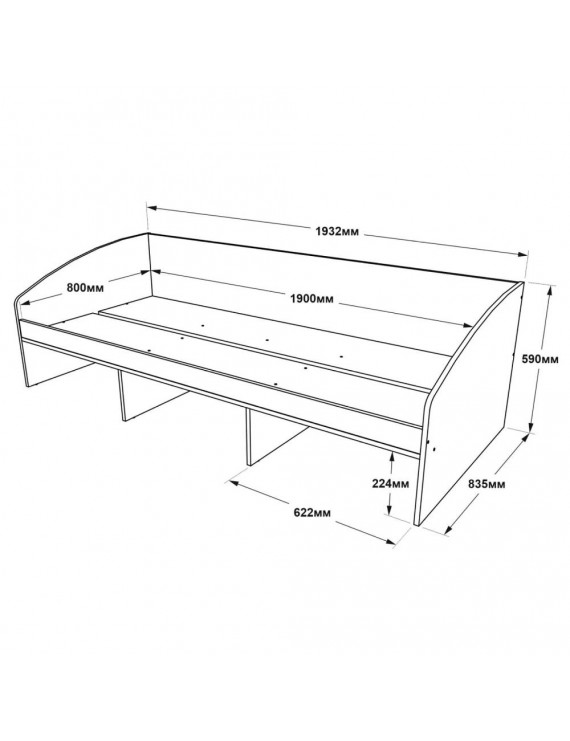 Ліжко односпальне з ящиками Еверест Комфорт 3 193х84х59 см Німфея Альба (DTM-5726)