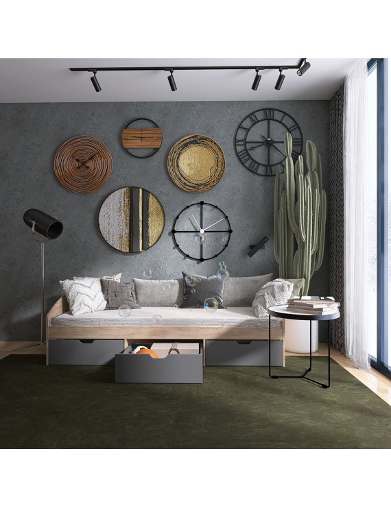 Ліжко односпальне з ящиками Еверест Комфорт 3 193х84х59 см Дуб сонома/Графіт (DTM-073835)