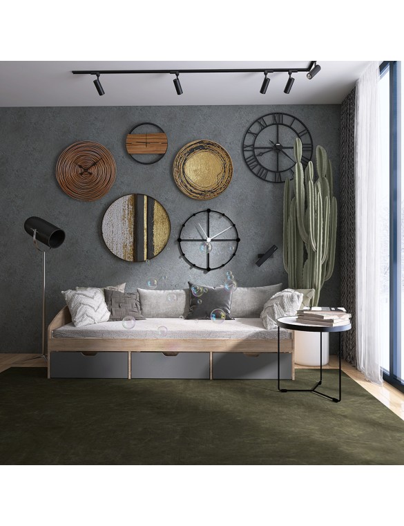 Ліжко односпальне з ящиками Еверест Комфорт 3 193х84х59 см Дуб сонома/Графіт (DTM-073835)