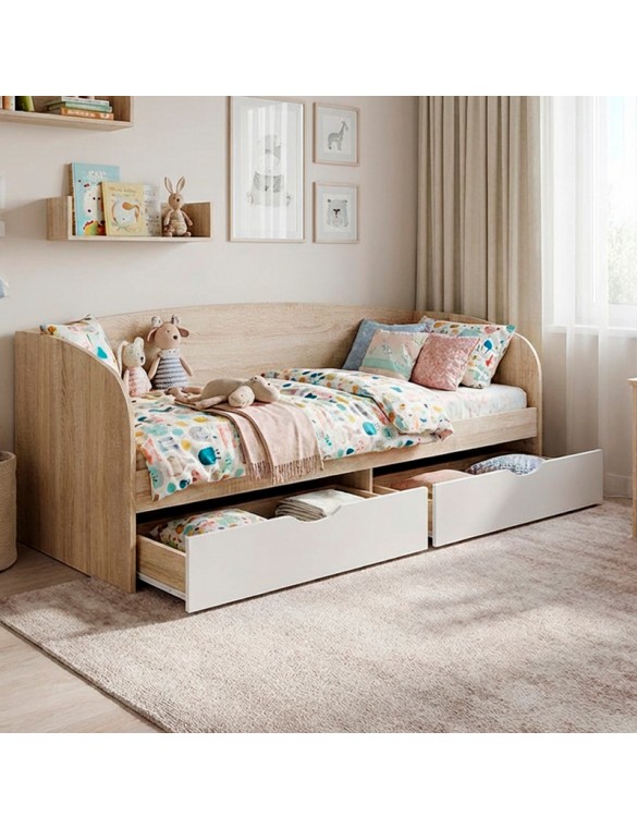 Ліжко односпальне Еверест Комфорт 80х190 см Дуб сонома/Білий (DTM-073879)