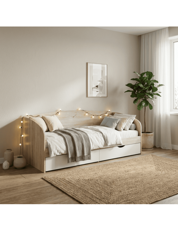 Ліжко односпальне Еверест Комфорт 80х190 см Дуб сонома/Білий (DTM-073879)