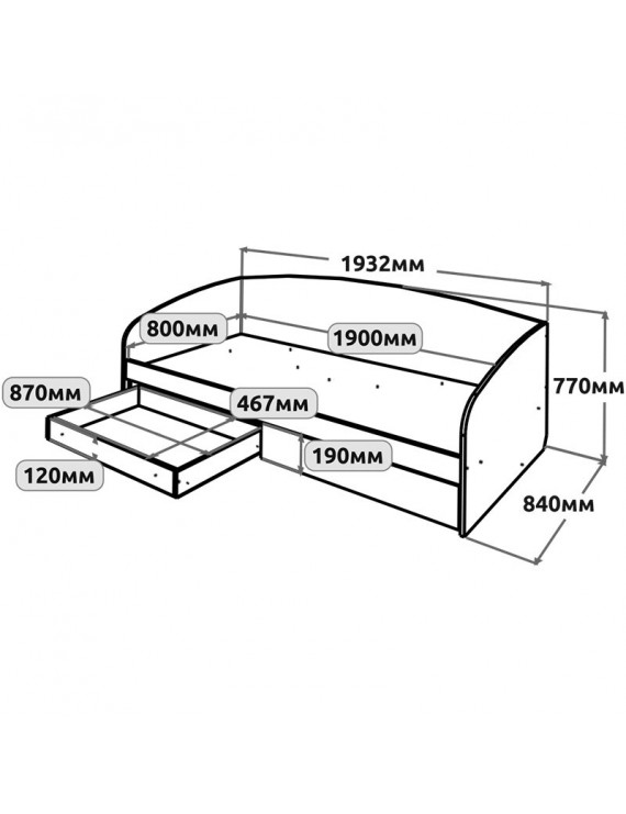 Ліжко односпальне Еверест Комфорт 80х190 см Дуб сонома/Білий (DTM-073879)