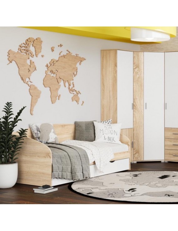 Ліжко односпальне Еверест Комфорт 80х190 см Дуб сонома/Білий (DTM-073879)