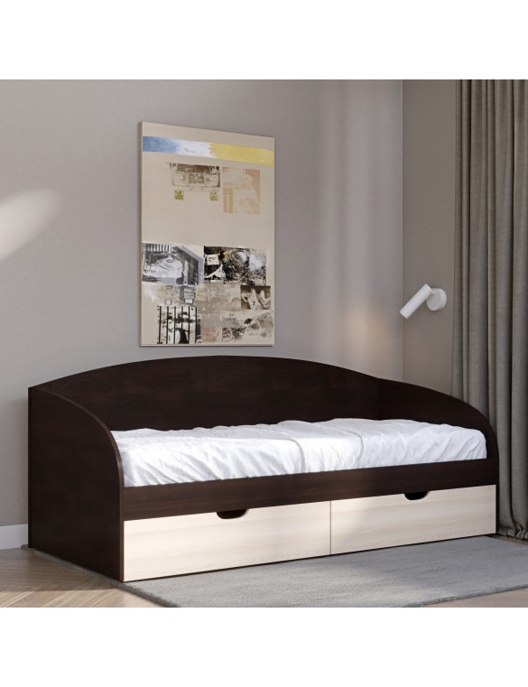 Ліжко односпальне Еверест Комфорт 80х190 см венге/дуб молочний (DTM-2096)