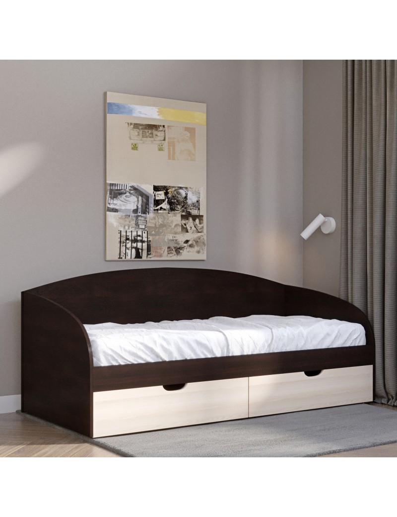 Ліжко односпальне Еверест Комфорт 80х190 см венге/дуб молочний (DTM-2096)