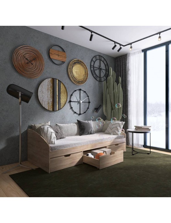 Ліжко односпальне з ящиками Еверест Комфорт 3 193х84х59 см Дуб сонома (DTM-5727)