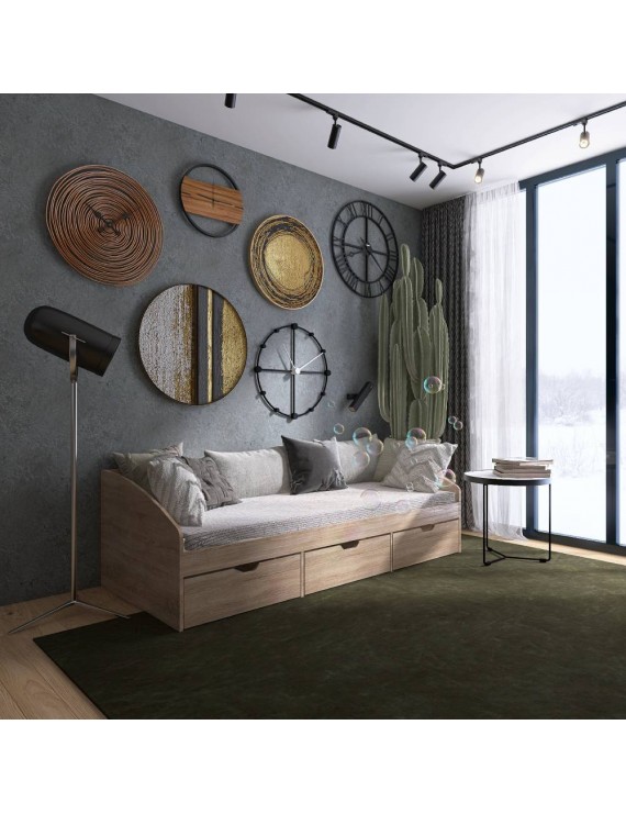 Ліжко односпальне з ящиками Еверест Комфорт 3 193х84х59 см Дуб сонома (DTM-5727)