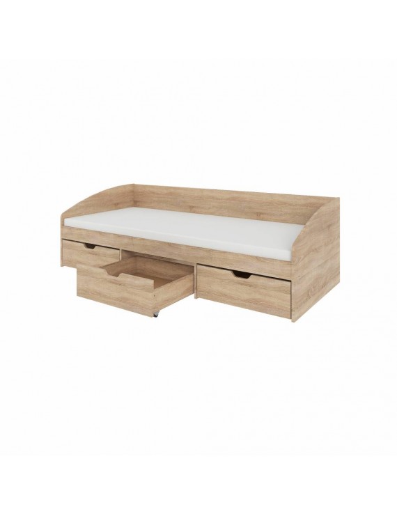 Ліжко односпальне з ящиками Еверест Комфорт 3 193х84х59 см Дуб сонома (DTM-5727)
