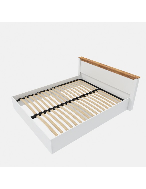 Ліжко двоспальне Еверест Нордік-1600 (ламельний каркас) 160х200 см Білий + Дуб крафт золотий (DTM-5555)