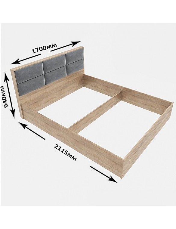 Ліжко двоспальне Еверест КЛ-1600 Лайт (без основи під матрац) 160х200 см Дуб сонома (DTM-4649)