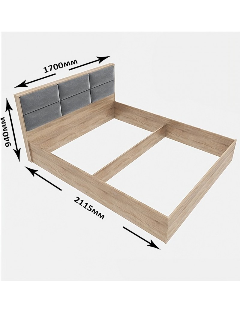Ліжко двоспальне Еверест КЛ-1600 Лайт (без основи під матрац) 160х200 см Дуб сонома (DTM-4649)