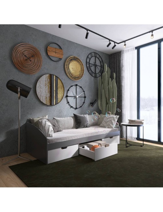 Ліжко односпальне з ящиками Еверест Комфорт 3 193х84х59 см Графіт/Німфея Альба (білий) (DTM-073834)