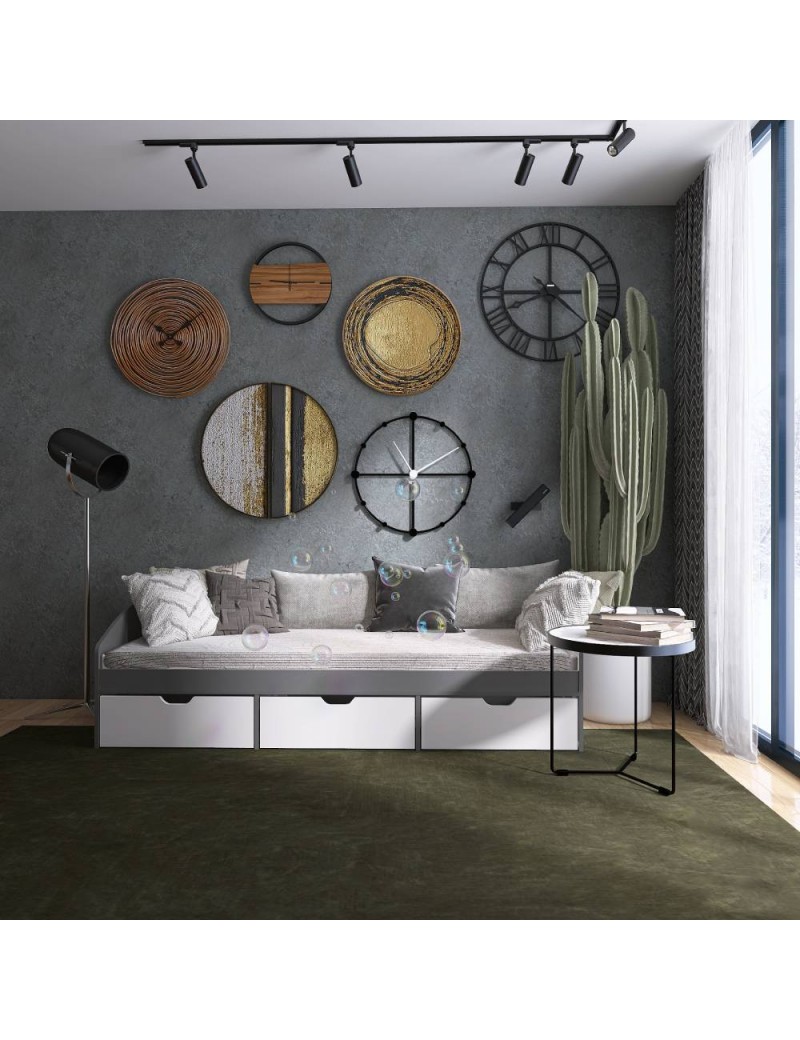 Ліжко односпальне з ящиками Еверест Комфорт 3 193х84х59 см Графіт/Німфея Альба (білий) (DTM-073834)