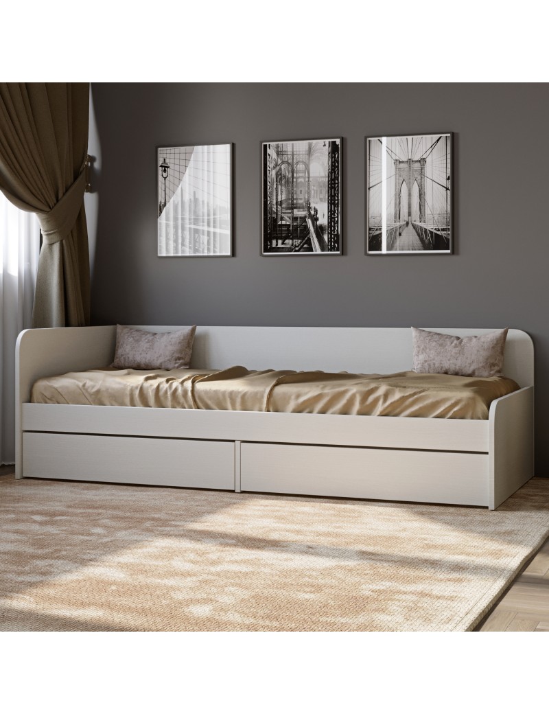 Односпальне ліжко з ящиками Еверест Соната-800 80х190 см німфея альба (білий) (DTM-2470)
