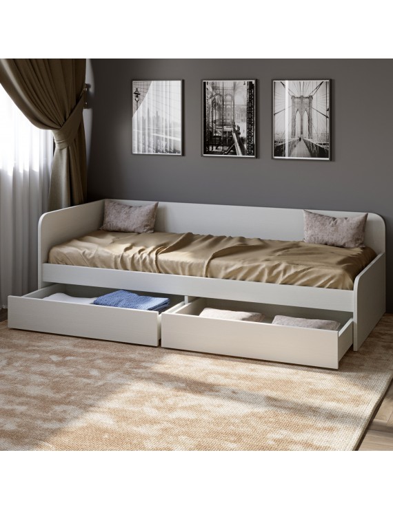 Односпальне ліжко з ящиками Еверест Соната-800 80х190 см німфея альба (білий) (DTM-2470)