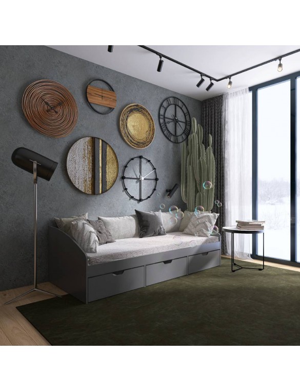 Ліжко односпальне з ящиками Еверест Комфорт 3 193х84х59 см Графіт (DTM-5728)