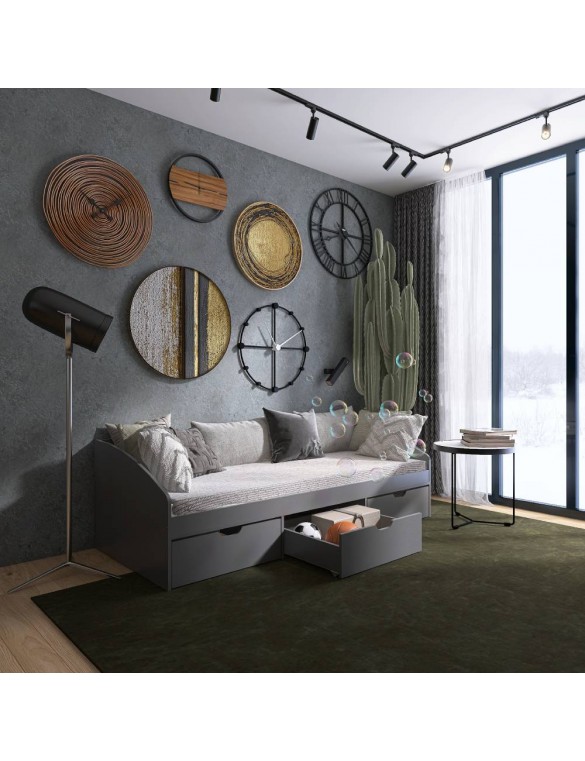 Ліжко односпальне з ящиками Еверест Комфорт 3 193х84х59 см Графіт (DTM-5728)