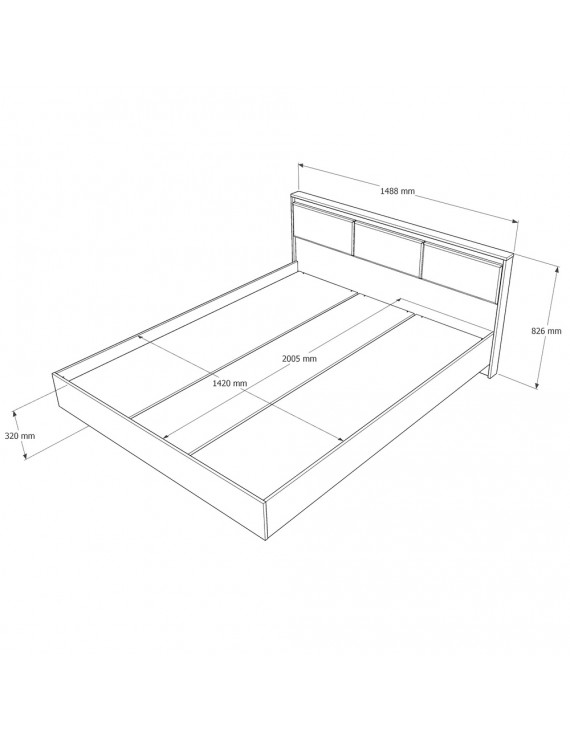 Ліжко двоспальне (ламельний каркас) Еверест Сіті-1600 200,5х168,8х82,6 см Дуб сонома/Графіт (DTM-071115)