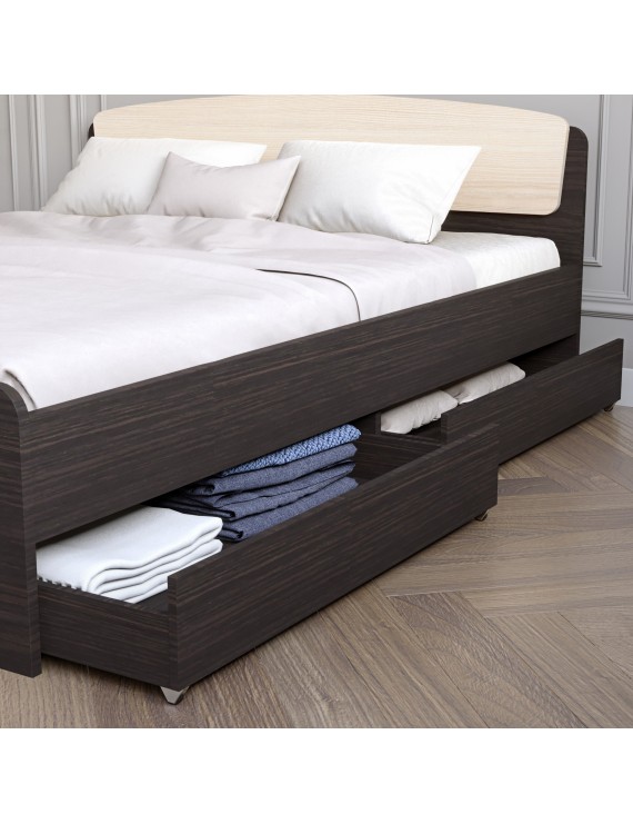 Двоспальне ліжко Еверест Асторія з двома ящиками 160х200 см венге/дуб молочний (DTM-2488)