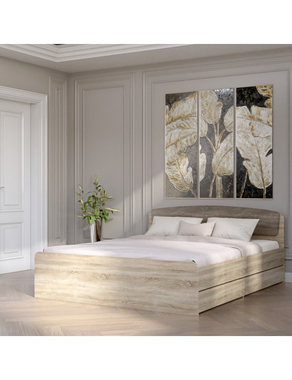 Двоспальне ліжко Еверест Асторія з двома ящиками 160х200 см сонома/трюфель (DTM-2489)