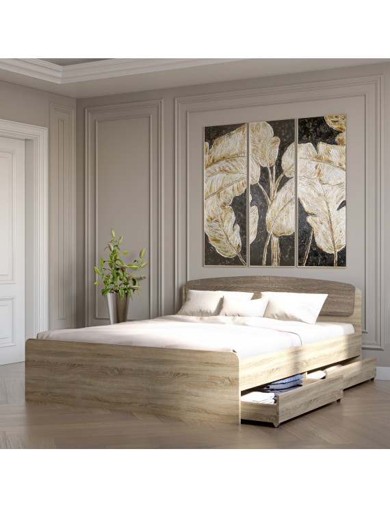 Двоспальне ліжко Еверест Асторія з двома ящиками 160х200 см сонома/трюфель (DTM-2489)