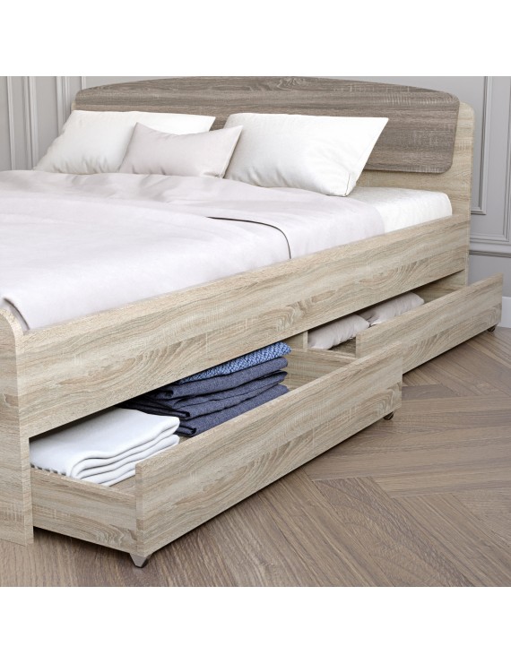 Двоспальне ліжко Еверест Асторія з двома ящиками 160х200 см сонома/трюфель (DTM-2489)