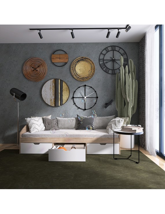 Ліжко односпальне з ящиками Еверест Комфорт 3 193х84х59 см Дуб сонома/Німфея Альба (білий) (DTM-073833)