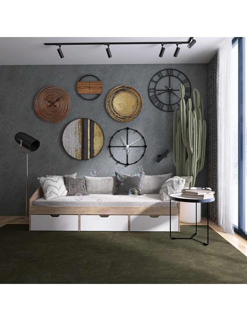 Ліжко односпальне з ящиками Еверест Комфорт 3 193х84х59 см Дуб сонома/Німфея Альба (білий) (DTM-073833)