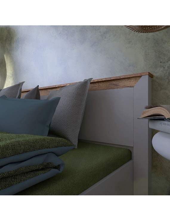 Ліжко двоспальне Еверест Нордік-1600 (щит ДСП під матрац) 160х200 см Білий + Дуб крафт золотий (DTM-5557)