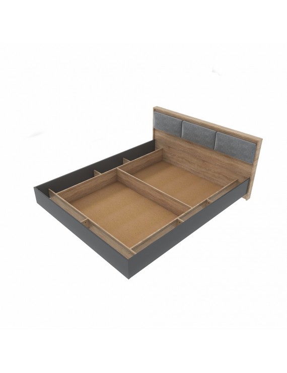 Ліжко двоспальне (щит ДСП під матрац) Еверест Сіті-1400 200,5х148,8х82,6 см Дуб сонома/Графіт (DTM-071111)