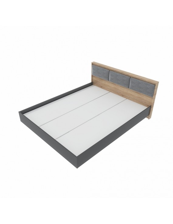 Ліжко двоспальне (щит ДСП під матрац) Еверест Сіті-1400 200,5х148,8х82,6 см Дуб сонома/Графіт (DTM-071111)