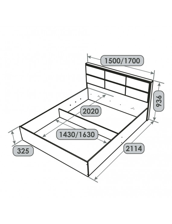 Ліжко двоспальне Еверест КЛ-1400 Лайт (підйомний механізм) 140х200 см Дуб Крафт білий (DTM-071072)