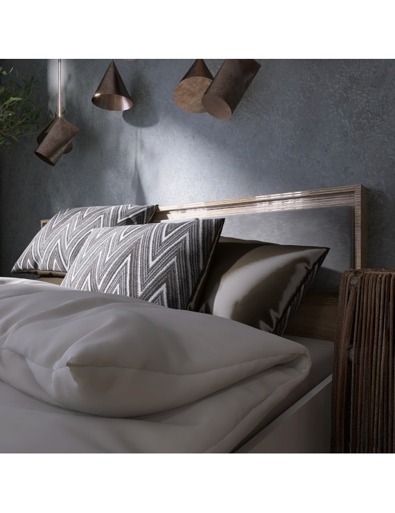 Ліжко двоспальне з підйомним механізмом Еверест Сіті-1400 200,5х148,8х82,6 см Дуб сонома/Білий (DTM-071093)