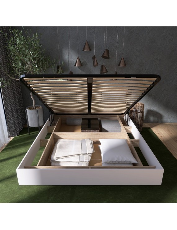 Ліжко двоспальне з підйомним механізмом Еверест Сіті-1400 200,5х148,8х82,6 см Дуб сонома/Білий (DTM-071093)