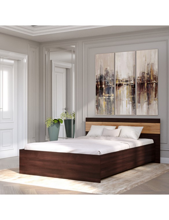 Ліжко двоспальне Еверест Соната-1400 140х200 см венге темний/дуб крафт золотий (DTM-2090)