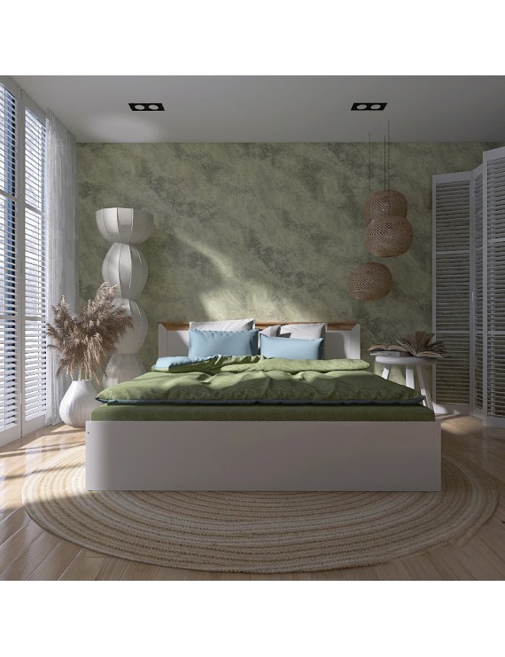 Ліжко двоспальне Еверест Нордік-1600 (підйомний механізм) 160х200 см Білий + Дуб крафт золотий (DTM-5559)