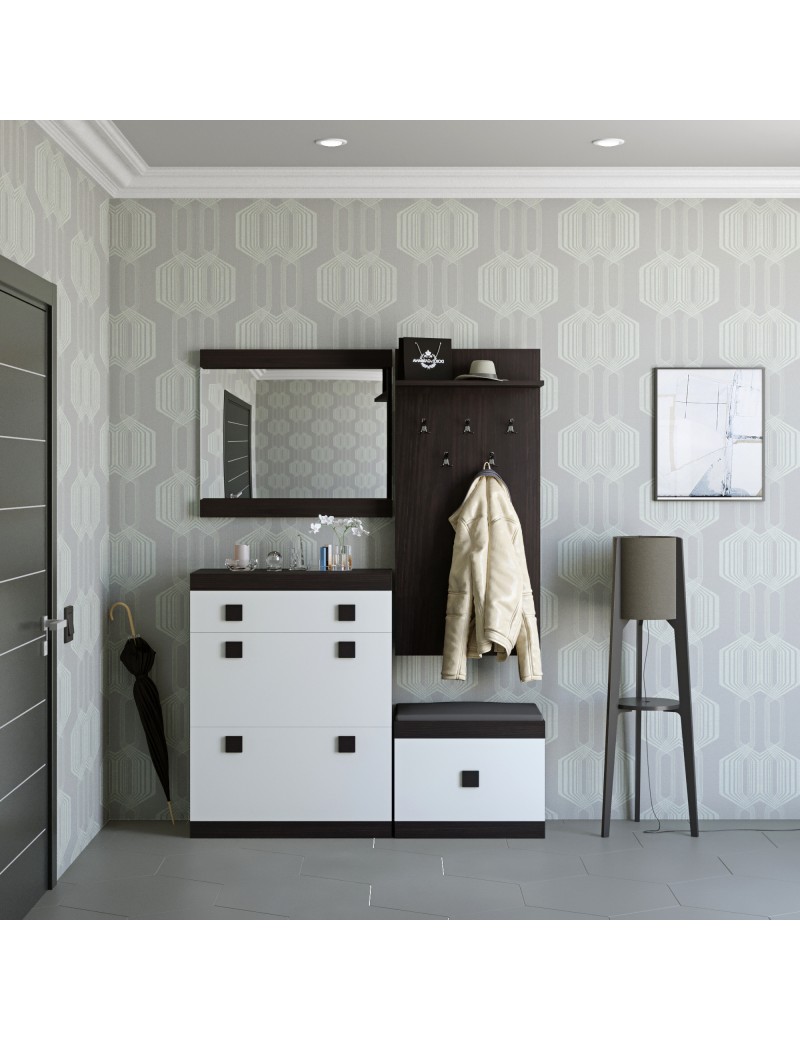 Передпокій Еверест Соната 5 (модульний - 4 елементи) венге темний + білий (DTM-2529)