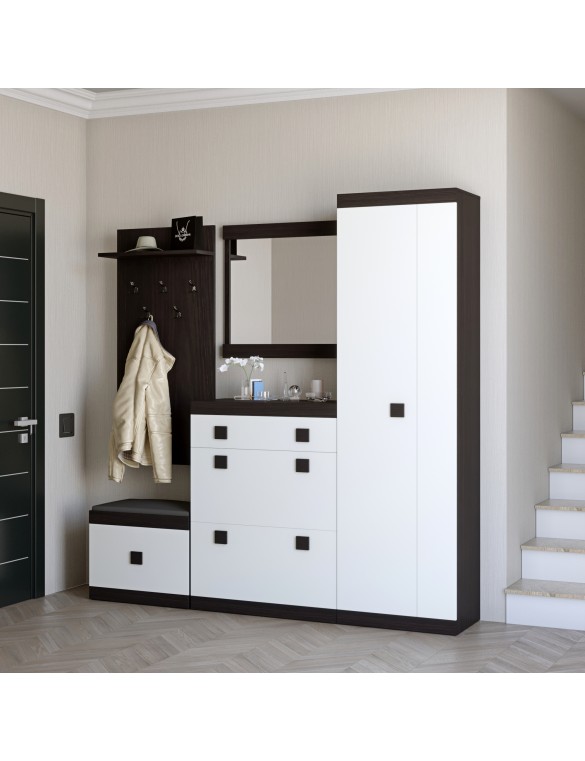 Передпокій Еверест Соната 1 (модульна - 5 елементів) венге темний + білий (DTM-2531)