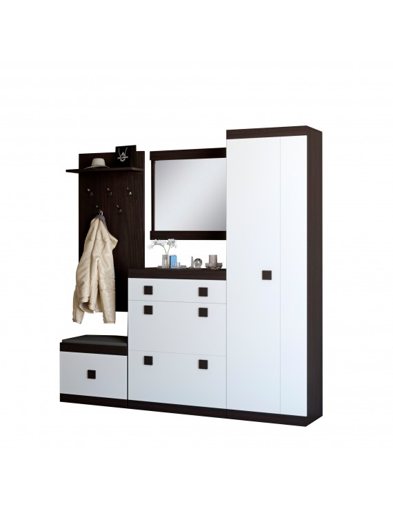 Передпокій Еверест Соната 1 (модульна - 5 елементів) венге темний + білий (DTM-2531)