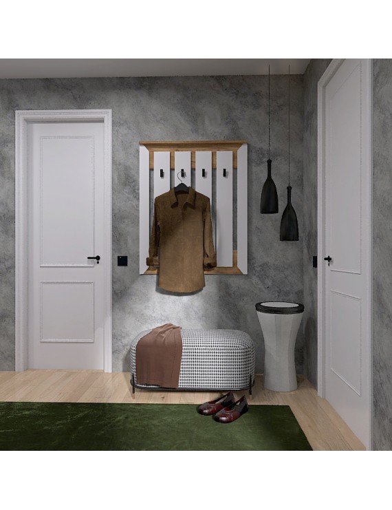 Вішалка настінна Еверест Нордік-900 90х6х110 см Білий + Дуб крафт золотий (DTM-5517)