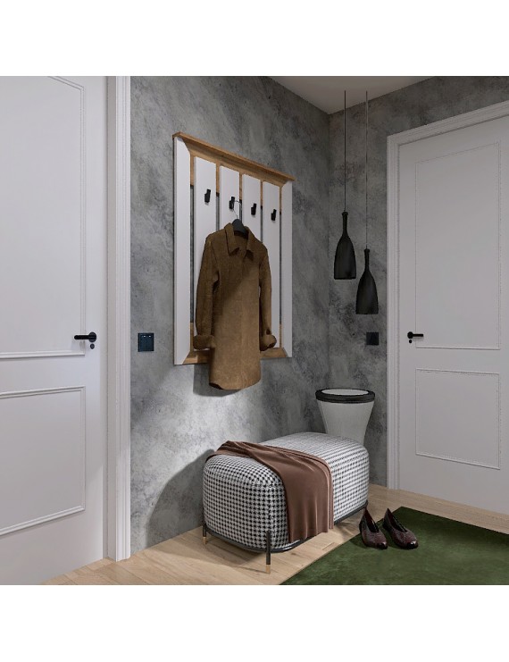 Вішалка настінна Еверест Нордік-900 90х6х110 см Білий + Дуб крафт золотий (DTM-5517)