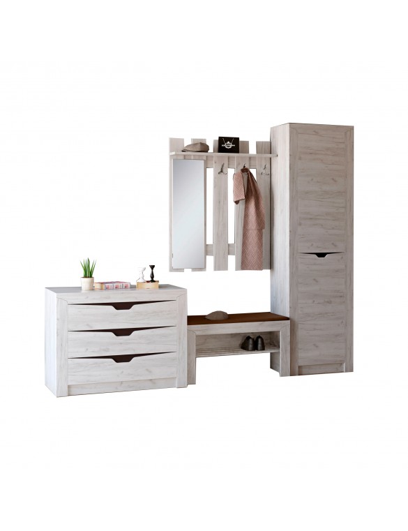 Передпокій Еверест Ліберті 4 (модульна - 5 елементів) шафа-пенал правий, дуб крафт білий (DTM-2534)