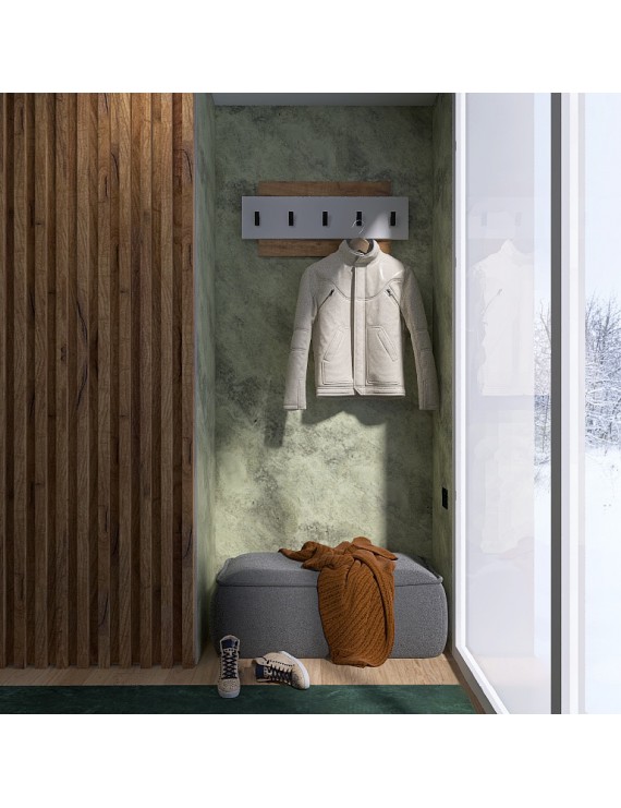 Вішалка настінна Еверест Нордік-800 80х3х36 см Білий + Дуб крафт золотий (DTM-5519)