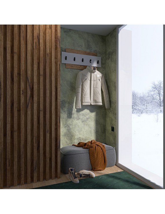 Вішалка настінна Еверест Нордік-800 80х3х36 см Білий + Дуб крафт золотий (DTM-5519)