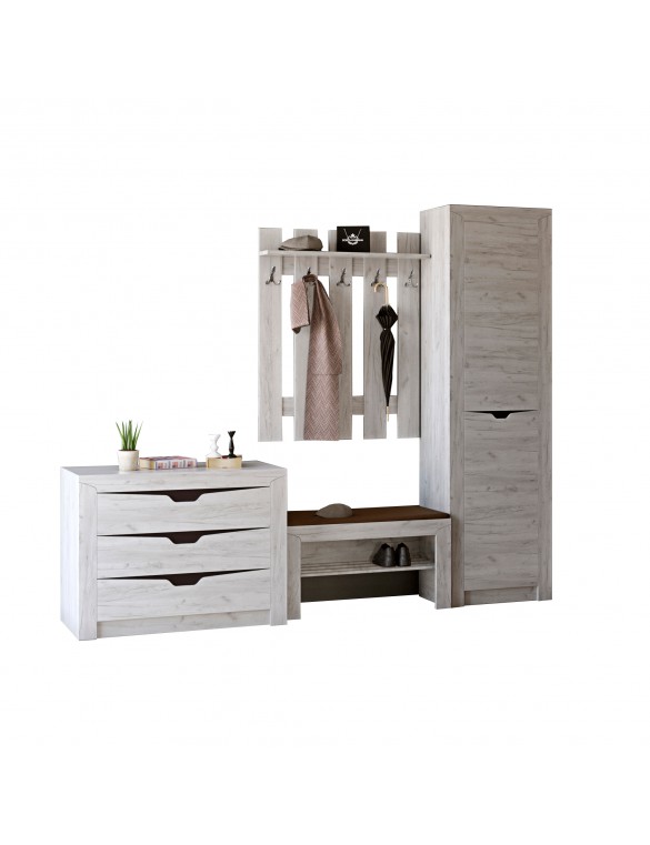 Передпокій Еверест Ліберті 5 (модульний - 4 елементи) шафа-пенал лівий, дуб крафт білий (DTM-2535)