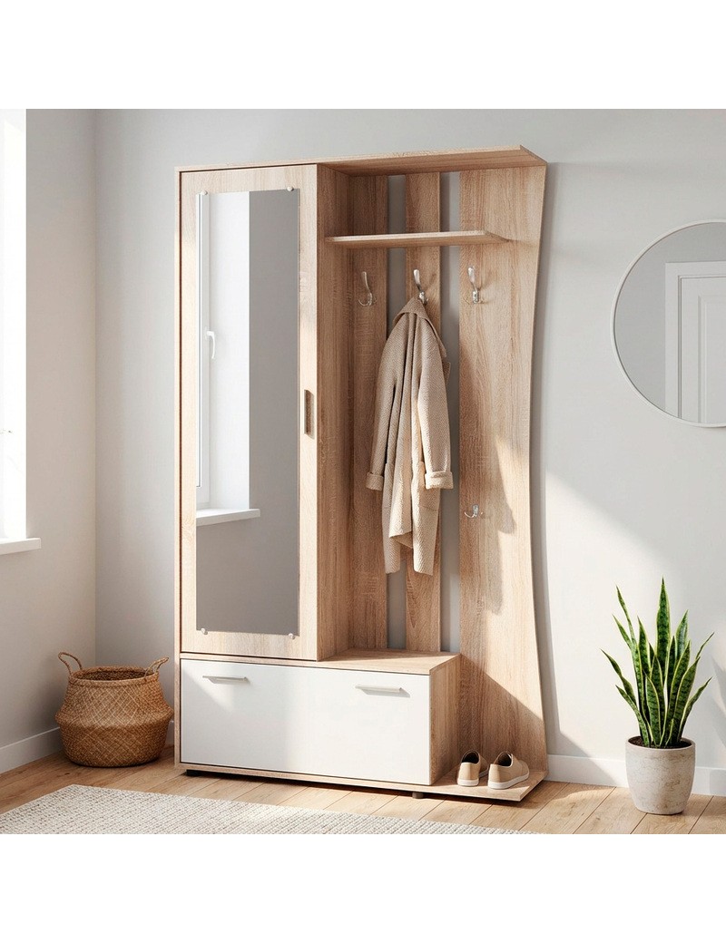 Передпокій із дзеркалом Еверест Авео-2 Дуб сонома/Білий (DTM-073850)