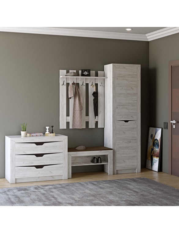 Передпокій Еверест Ліберті 5 (модульна - 4 елементи) шафа-пенал правий, дуб крафт білий (DTM-2536)