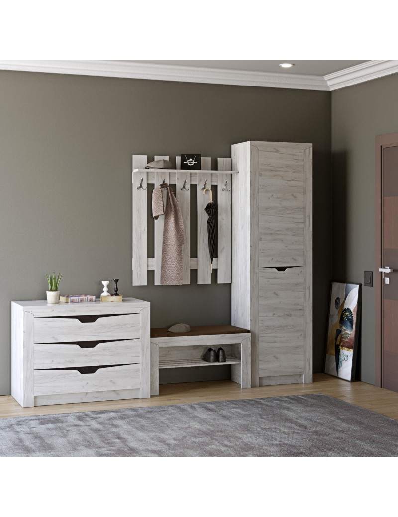 Передпокій Еверест Ліберті 5 (модульна - 4 елементи) шафа-пенал правий, дуб крафт білий (DTM-2536)