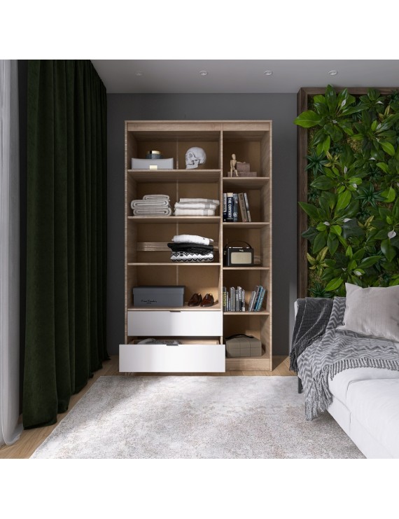 Шафа розпашна для одягу з висувними шухлядами (полиці- полиці) Еверест Сіті-1200 120,2х50х204,6 см Дуб сонома/Білий (DTM-071128)